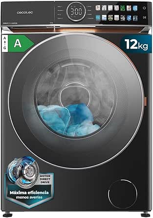 Cecotec Washing Machine 12 kg Front Load Bolero DressCode 12980 Direct Drive Steel A. 1400RPM, Motor Direct Drive, Low Consumption, FullColor Display, Imitation Leather Finishes, XXL Door and Steam