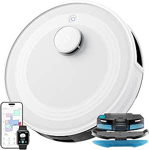 LEFANT Robot Vacuum Cleaner and Floor Mop with dToF Laser Navigation and App M2, 6000 Pa, Sweeps, Vacuums, Scrubs and Mops, Personalized Cleaning, Anti-fall, Alexa/i Watch, 2.4G and 5G, TotalSurface