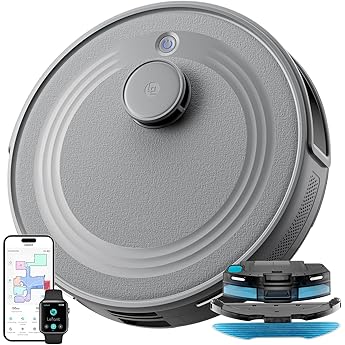 LEFANT Robot Aspirador y Fregasuelos con dToF Navegación Láser y App M2, 6000 Pa, Barre, Aspira, Friega y Pasa la Mopa, Limpieza Personalizada, Anticaídas, Alexa/i Watch, 2.4G y 5G, TotalSurface
