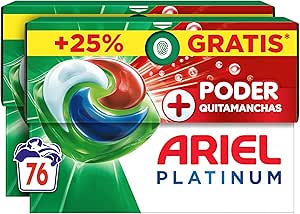 ARIEL PODS Platinum Washing Machine Liquid Detergent 76 Capsules/Tablets, Extra Power Soap, Stain Remover, Deep Cleaning