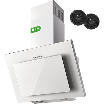 CIARRA Clase A 350 m³/h Campana ExtractoraCocina 60cm con luces LED 3 Velocidades Recirculación Blanca CAW6750