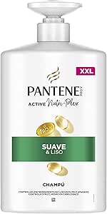 Pantene Pro-V Suave y Liso Champú 1000ml dispensador, Pelo Encrespado y Apagado. Limpieza Suave. Protege Enlaces Capilares. Sin Siliconas. Nutri-Plex