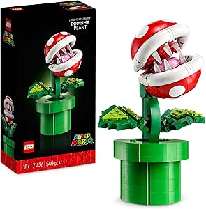 LEGO Super Mario Piranha Plant, Articulated Character Figure with Tubing and 2 Coins, Model to Build for Adults, Room Decor, Gift for Men, Women and Teens 71426