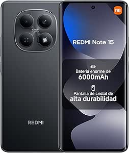 XIAOMI REDMI Note 15 - 8+256GB Smartphone, 6.77 FHD+ AMOLED Display, MediaTek Helio G100-Ultra, 108MP Camera, 6000mAh Battery, Charger Not Included, Black (ES Version)