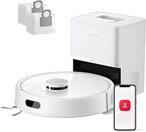 roborock Q7 L5+ Set Robot Vacuum Cleaner and 8000 Pa Scrubber, 7 Weeks Self-emptying, Double Anti-Tangle, PreciSense LiDAR Navigation, Hard Floors, Carpets and Pet Hair, White