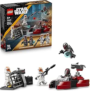 LEGO Star Wars 75449 Mandalore Siege Battle Pack - Action Figures Inc. 2 Mandalorian Minifigures and 2 Clone Troopers, Toy Moto Speeder and Blasters - Gift for 6+ Year Old Boys