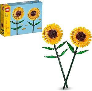 LEGO Girasoles Kit de Maqueta de Flores Artificiales Amarillas como Accesorio de Dormitorio y Decoración Floral para el Hogar, Regalo Navideño para Niñas, Niños de 8 Años o Más y Adolescentes 40524