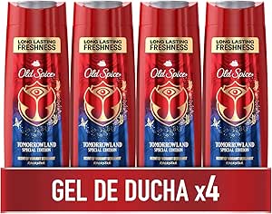 Old Spice Tomorrowland Special Edition Shower Gel & Shampoo For Men 4x400ml, 3 in 1 Multipurpose Face Body Hair Gel Long Lasting Freshness Exceptional Fragrance Deep Cleansing