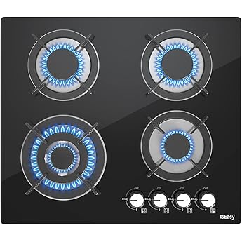 TEKA Placa de Gas Natural - 4 Fuegos - Seguridad por Termopar - Mandos Laterales Ergonómicos - Parillas Esmaltadas - HLX 540 KL