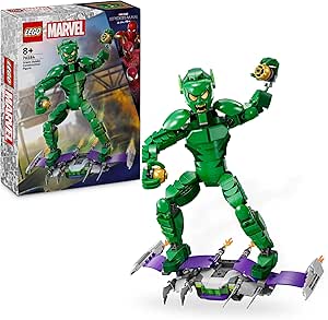 LEGO Marvel Buildable Figure: Articulated Green Goblin, Super Villain Building Toy with Slider and Pumpkin, Gift for Boys and Girls Ages 8 and Up 76284