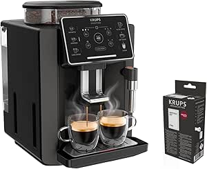 Krups Sensation C50 Automatic Coffee Maker, Power 1450W, 5 Types Drinks, 15 Bars, Easy Maintenance, Custom Settings, Touch Panel, Milk Frother, Includes Descaling Kit, EA9109OM