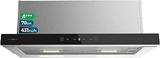 Cecotec Telescopic Cooker Hood Bolero Flux TLT 704400 Glass Black A+++. Suction 431.2m³/h, Low Consumption, DC Motor, Motion and Touch Control, Front Glass Black, Body Stainless Steel
