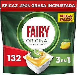 Fairy Original All In One Dishwasher Tablets, 132 Capsules, Removes Dry Fat, Packaging May Vary