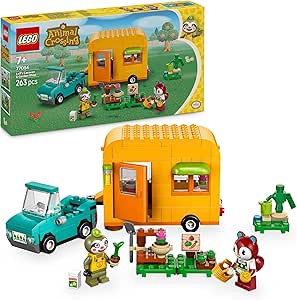 LEGO Animal Crossing Gandulio Caravan & Garden Tent Building Kit, Toy Van, Video Game Character Flowers & Figures, Gift for 7+ Year Old Girls and Boys 77054