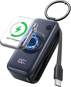 INIU Power Bank, 5000mAh 20W PD External Battery Fast Charging, with Built-in USB C Cable, Powerbank for Apple Watch, Travel Accessory, Portable Charger for iPhone 16 15, Samsung, Pixel, Xiaomi