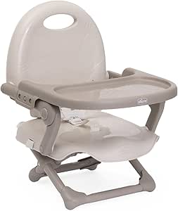 Chicco Pocket Snack Chair Booster for Children to Eat, Suitable from 6 Months to 3 Years (15 kg), Portable and Adjustable Travel High Chair for Babies, Compact and with Detachable Tray – Beige