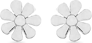 LUXENTER 925 Sterling Silver Flower Earrings Rhodium Finish, Sterling Silver, No Gemstone