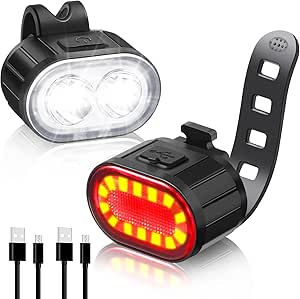 Luces Bicicleta Delantera y Trasera, USB Recargable Luz Bicicleta Delantera y Trasera Luz Bicicleta, Luces para Bicicletas Adecuada para de Carretera Montaña