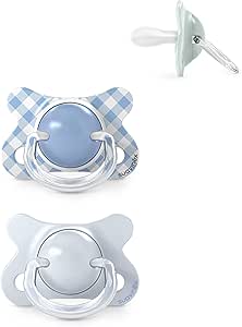 Suavinex, Pack of 2 Baby Pacifiers Newborn and Small, Special Size Mini -2/2 Months, SX Pro Symmetrical and Flexible Silicone Physiological Teat, Respects Oral Development, Wild&Free Blue