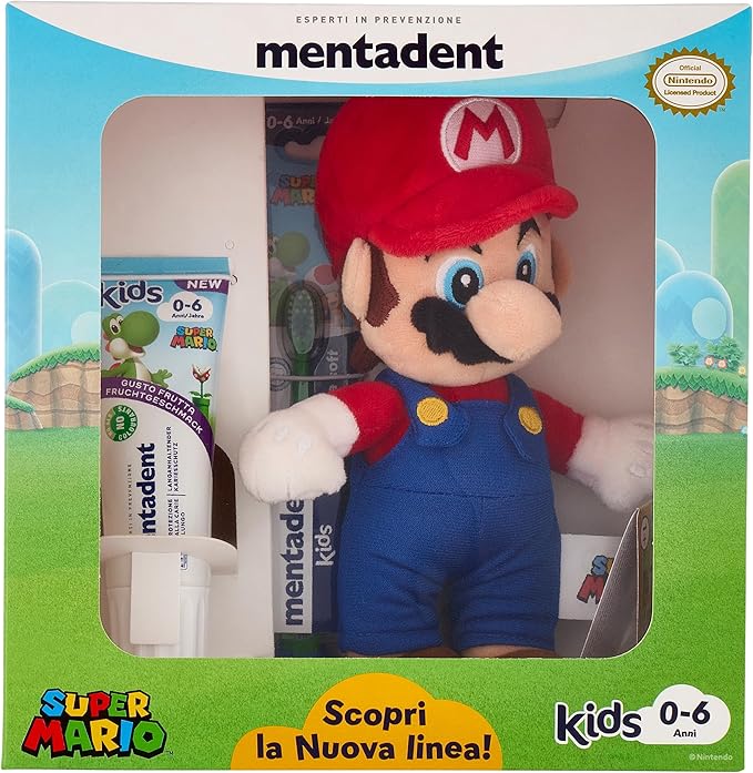 Mentadent Kids 0-6 años Super Mario dentífrico + cepillo + Super Mario
