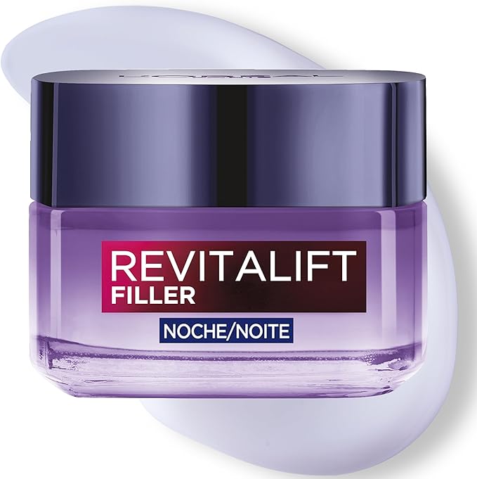 L'Oréal Paris Revitalift Filler Crema de Noche Revitalizante, Antiarrugas y Volumen, Anti-edad, Con Ácido Hialurónico, 50 ml