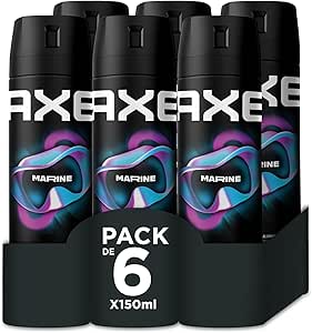 Axe Bodyspray Marine Men's Deodorant 150ml - Pack of 6, Packaging May Vary