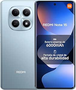 XIAOMI REDMI Note 15 - 8+256GB Smartphone, 6.77 FHD+ AMOLED Display, MediaTek Helio G100-Ultra, 108MP Camera, 6000mAh Battery, Charger Not Included, Glacier Blue (ES Version)