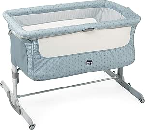 Chicco Next2Me Dream, Baby Co-Sleeping Cot, Crib for Newborns, with Mattress, Folding Bar, Adjustable Height, 4 Wheels and Travel Bag, 0-6 Months, 9 kg, Light Blue