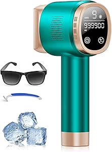 21J Laser Epilator with Cooling Function, 600-1200NM Pulsed Light Epilator with 9 Energy Levels, LCD Touch Screen for Women and Men, Bikini, Armpits, Face, Body Green