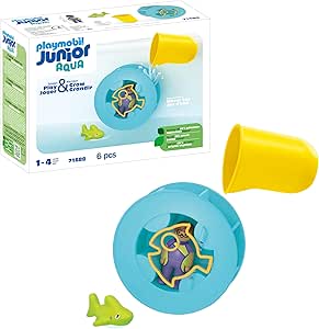 PLAYMOBIL Junior Aqua 71688 Water Wheel with Baby Shark, Fun Water Fun, Sustainable Toy Made of Plant-Based Plastics, Toys for Boys and Girls Ages 1 Year Old