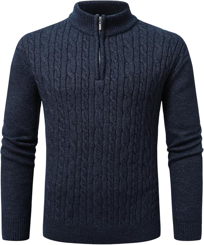 Allthemen Jersey Manga Larga 1/4 Cremallera para Hombre Suéter Punto Otoño Invierno Pullover Casual Térmico