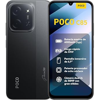 XIAOMI POCO M7 - Smartphone de 8+256GB, Cámara Dual de 50MP con AI, Pantalla inmersiva de 6,9” FHD+, Snapdragon 685, Carga rápida de 33W y Reversible de 18W, Cargador no Incluido, Plata (Versión ES)