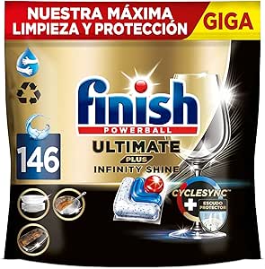 Finish Ultimate Plus Infinity Shine, Dishwasher Tablets, Intensive Cleaning & Shine and Glass Protection, 146 Tablets