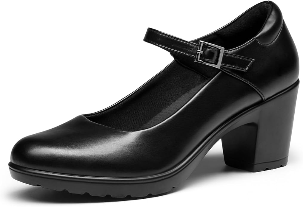 DREAM PAIRS Zapatos de Tacón Alto Clásicos Mujer Zapatillas con Tacón Ancho Zapatos de Salón PU