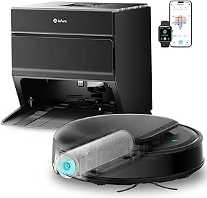 LEFANT M5 Pro Robot Vacuum Cleaner and Floor Scrub with Self-Empty Base and App, 18000 Pa, Extendable Roller Self-Cleaning Mop, Washing with Hot Water at 75 °C, Laser Navigation, 2.4 G & 5G