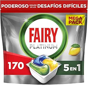 Fairy Platinum Lemon, All-In-One Dishwasher Capsules, 170 Capsules, For The Toughest Remains, Cleans Even Grease Filters
