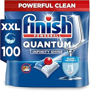 Finish Powerball Quantum All in 1 All-in-1 Dishwasher Tablets, Deep Clean and Superior Shine, 100 Tablets