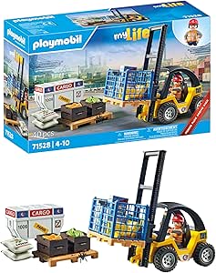 PLAYMOBIL myLife Promo Pack 71528 Forklift, Exciting Logistics Jobs in the Port, Including Pallets and Numerous Stock Items, Toys for Children Ages 4