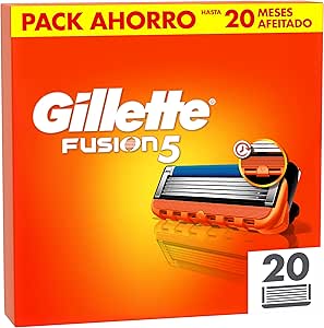 Gillette Fusion5 Pack of 20 Razor Refills, Razor Blades with 5 Blades, Lubricating Gel Band and Precision Trimmer