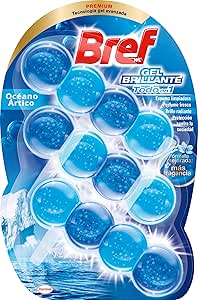 Bref Power Arctic Ocean Shine Gel (3 Pack) All-in-1 Formula Bathroom Cleaner Hygienic and Protective Toilet Basket, Arctic Ocean Scent, Bathroom Cleaner for a Bright Toilet