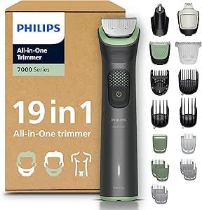 Philips 19-in-1 All-In-One Trimmer 7000 Series - Men's Hair Clipper and Shaver for Face, Head and Body, Self-Sharpening Steel Blades, 26 Lengths, Refillable, MG7962/30