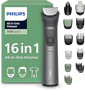 Philips 16-in-1 All-in-One Trimmer Series 7000 - Men's Hair Clipper and Shaver for Face, Head and Body, Self-Sharpening Steel Blades, 21 Lengths, Refillable, MG7931/15
