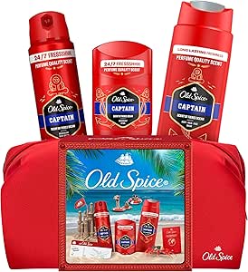 Old Spice Travel Bag Gift Set For Men With Deodorant Stick And Shower Gel Captain, Fresh 24 Hours, Every Day, With Daily Use, Exceptional Long Lasting Scent