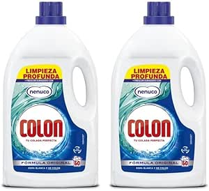 Colon Nenuco Washing Machine Detergent, Suitable for White and Colour Clothes, Gel Format - 60 Washes (Pack of 2)