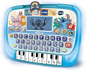 VTech - Stitch Educational Tablet, Electronic Toys Children +4 Years, LCD Display, 10 Activities, 4 Modes and 3 Levels, ABC Keyboard, Piano Keys, Original Voice, ESP Version