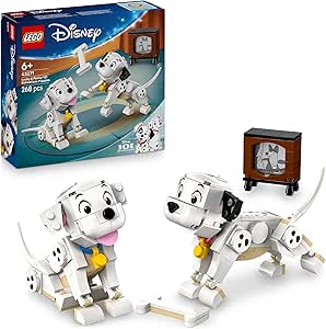 LEGO | Disney Lucky & Penny: Puppies of 101 Dalmatians Toy - Articulated Dog Figures with Movable Head, Paws and Tail - Bone & TV Accessories - Gift for 6+ Year Old Girls 43271