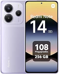 XIAOMI Redmi Note 14 5G - 8+256GB Smartphone, 6.67 AMOLED FHD+ 120Hz Display, MediaTek Dimensity 7025-Ultra, 108MP Camera, 5110mAh, Charger Not Included, Purple (ES Version)