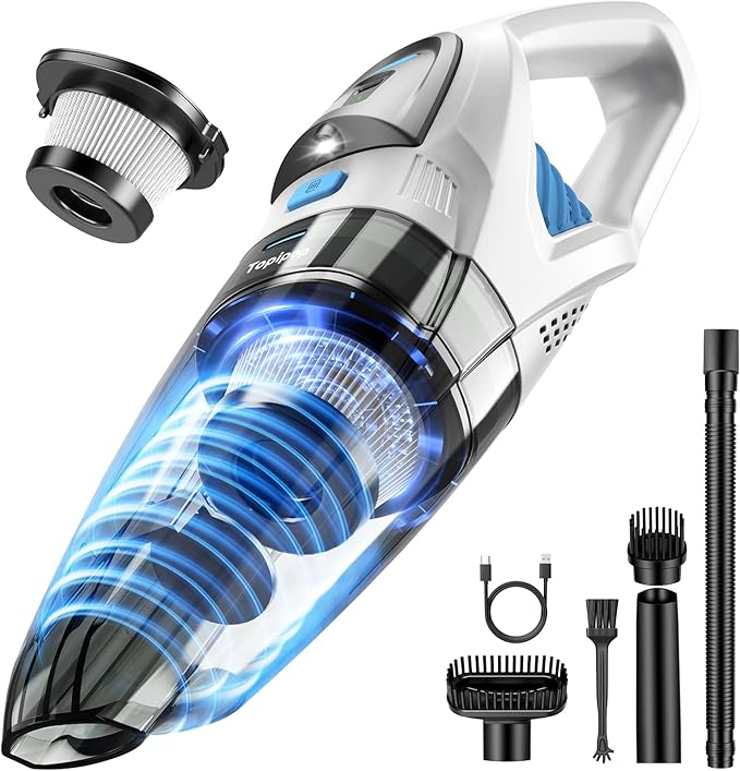 Aspiradora de Mano, Potente Aspiradora de 25000 Pa con Estación de Carga, Ganadora de la Prueba de Batería, Aspiradora Inalámbrica para Coche con Filtro HEPA