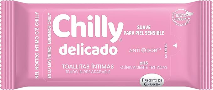 Chilly Pocket - Toallitas Delicado, Íntimas Aptas Para Uso Diario, Fórmula Suave, 12 Unidades, 100 Gramo