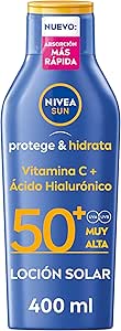 NIVEA SUN Protects & Hydrates - Sunmilk FP50+ - Body Sunscreen - UVA/UVB Protection - Water Resistant Lotion - 48h Hydration - With Panthenol and Glycerin - All Skin Types - 400ml